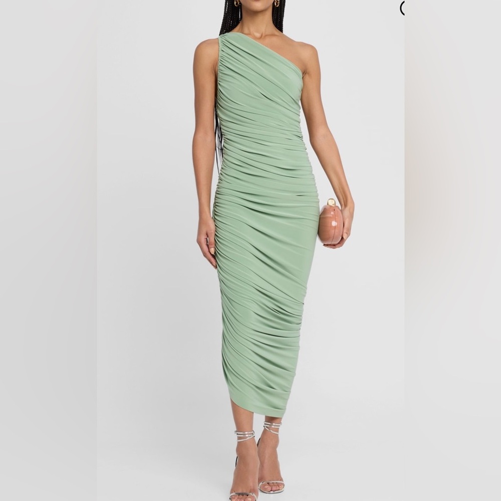 Norma Kamali One Shoulder Sage Dress
